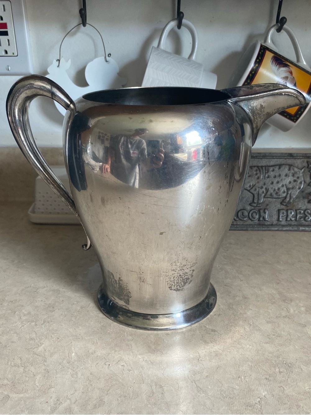 Vintage Silver Plated Water Pitcher Bernard Rice Apollo EPNS Tarnished Rustic